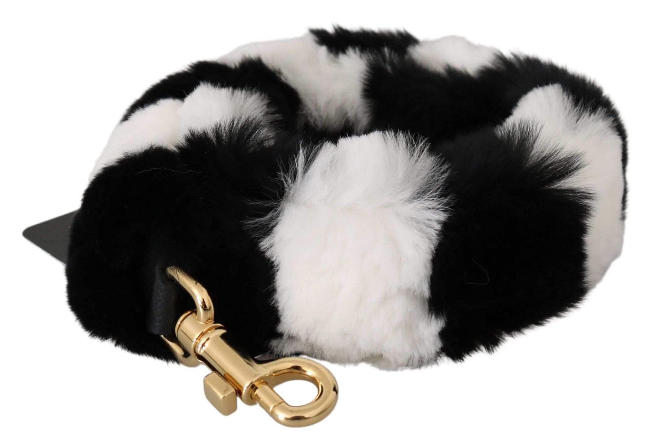Dolce & Gabbana Dolce & Gabbana Black White Lapin Fur Accessory Shoulder Women's Strap