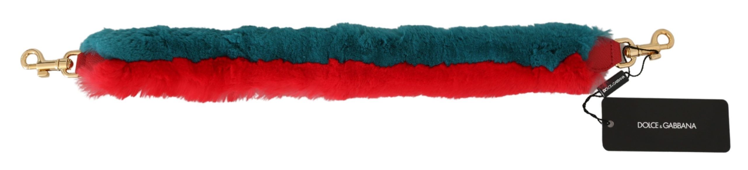Dolce & Gabbana Dolce & Gabbana Red Blue Rabbit Fur Leather Shoulder Women's Strap