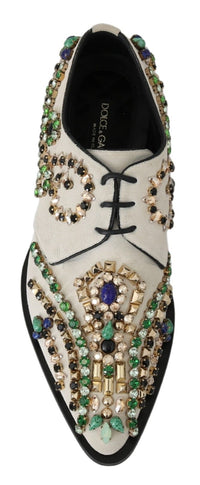 Dolce & Gabbana Dolce & Gabbana White Suede Crystal Dress Broque Women's Shoes