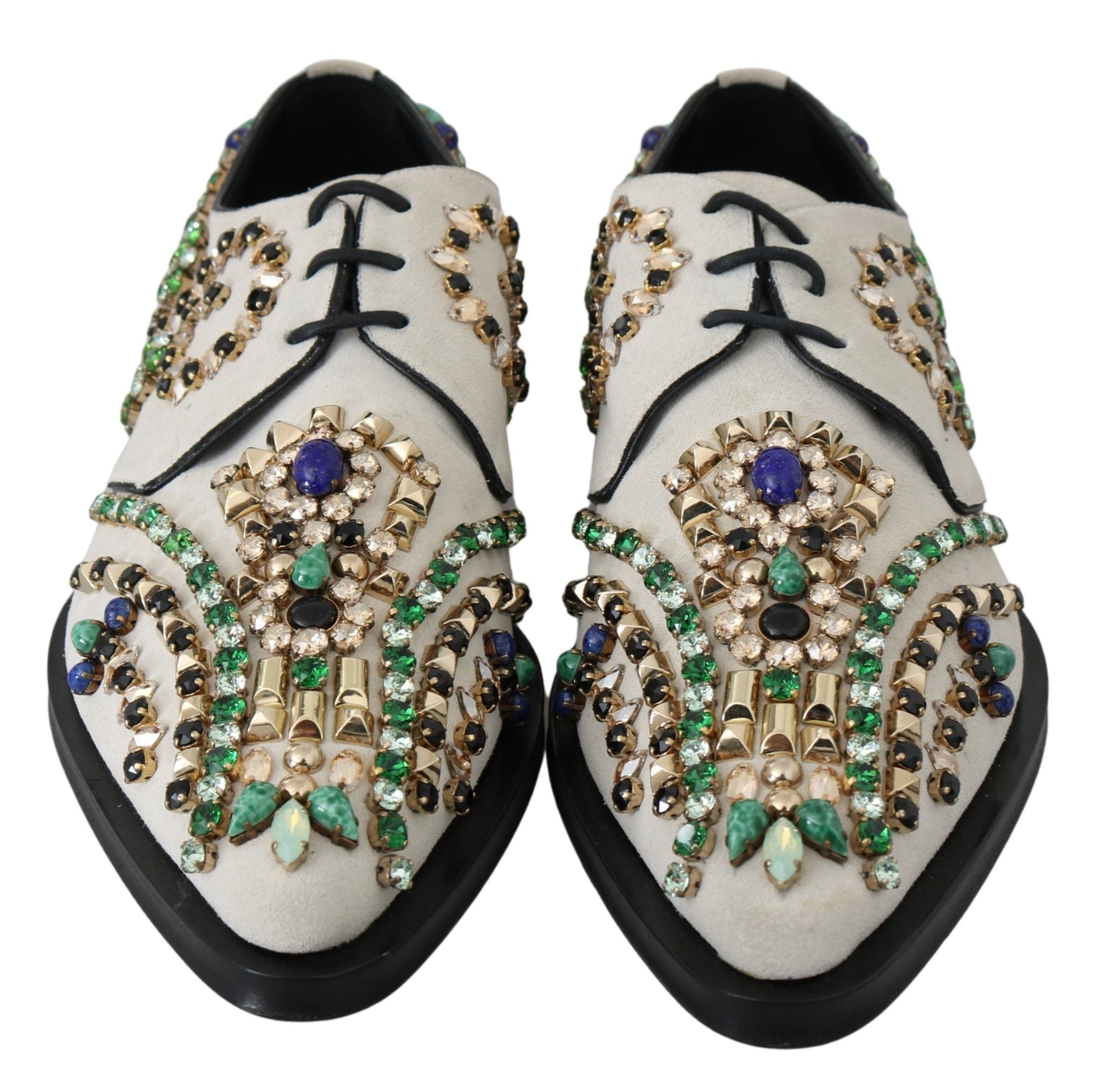 Dolce & Gabbana Dolce & Gabbana White Suede Crystal Dress Broque Women's Shoes