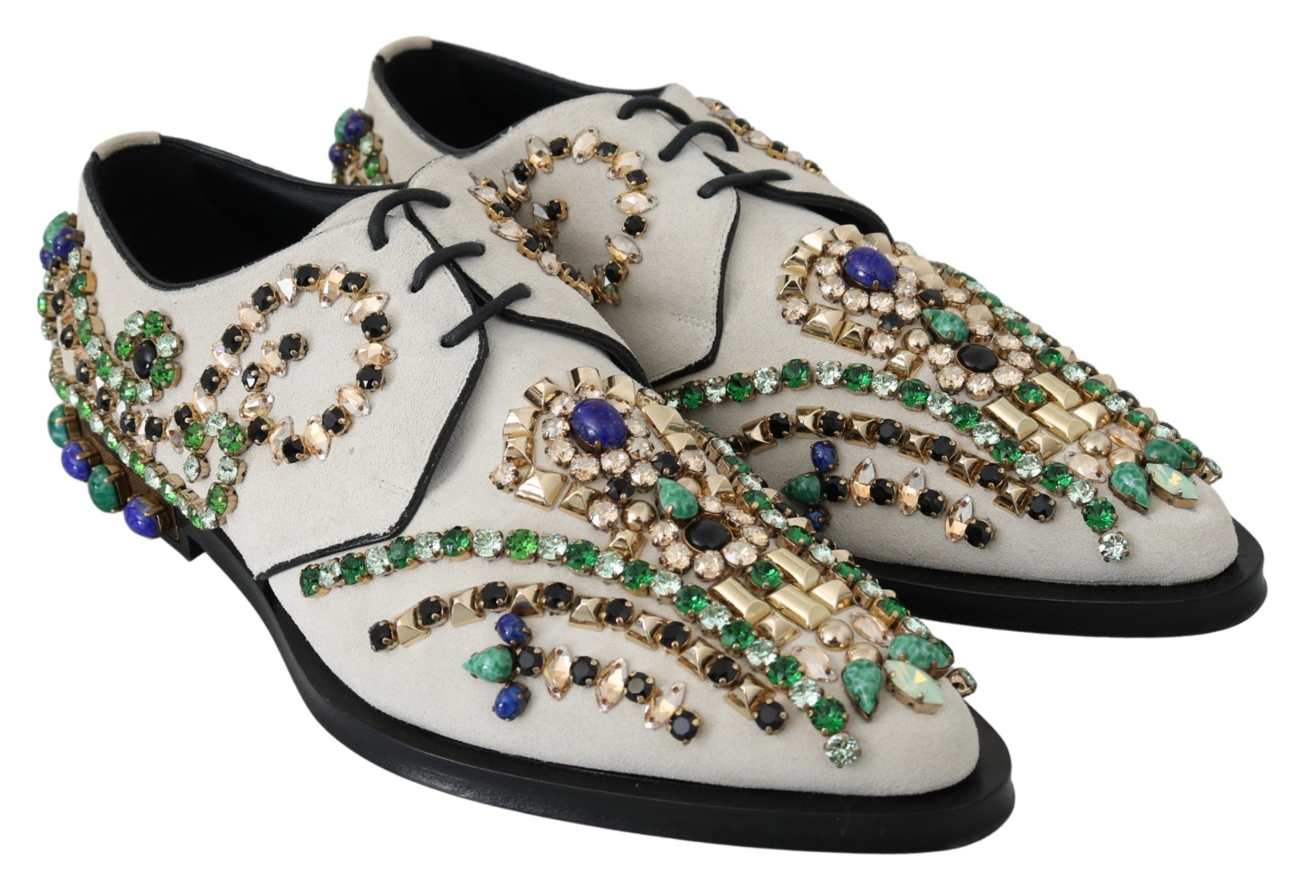 Dolce & Gabbana Dolce & Gabbana White Suede Crystal Dress Broque Women's Shoes