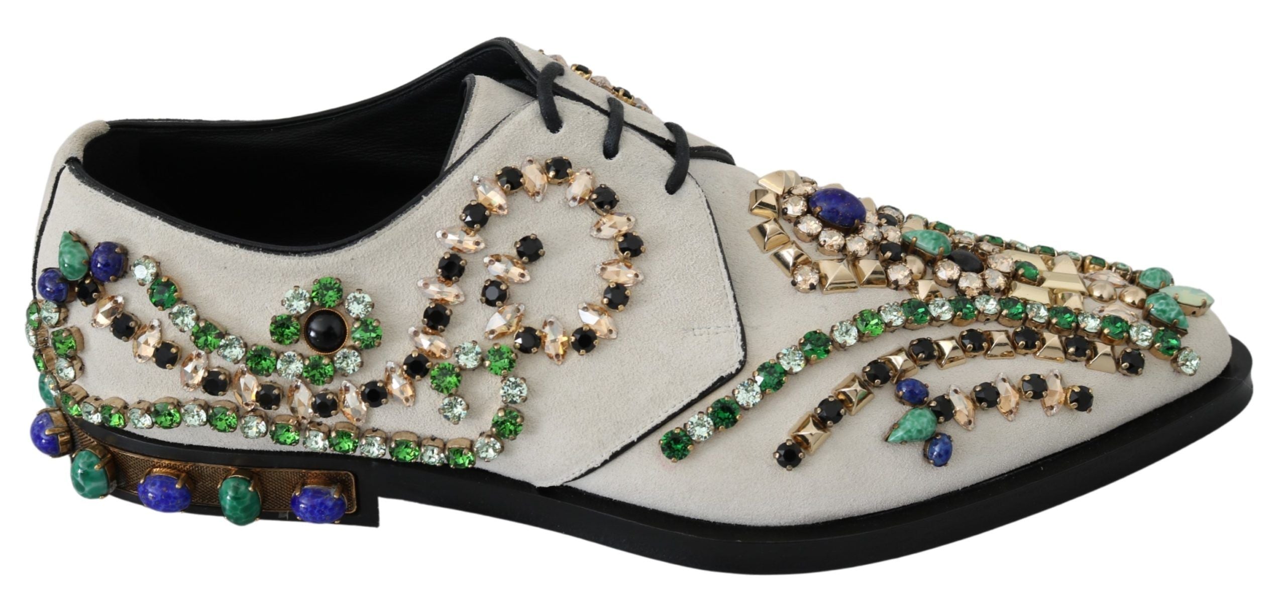 Dolce & Gabbana Dolce & Gabbana White Suede Crystal Dress Broque Women's Shoes