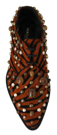 Dolce & Gabbana Dolce & Gabbana Orange Pony Hair Crystal Dress Broque Women's Shoes