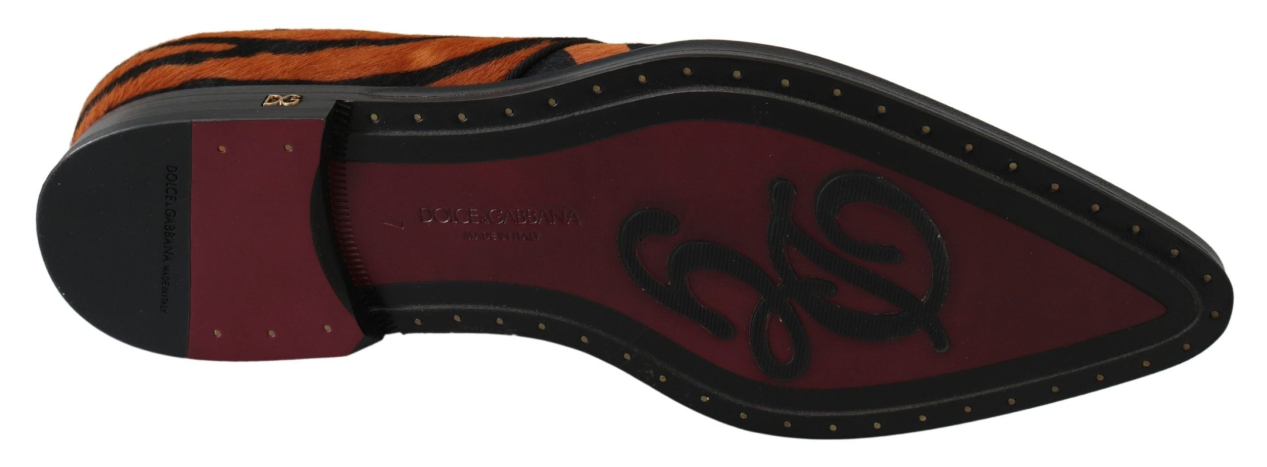 Dolce & Gabbana Dolce & Gabbana Orange Pony Hair Formal Dress Broque Women's Shoes