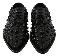 Dolce & Gabbana Dolce & Gabbana Black Leather Crystals Dress Broque Women's Shoes