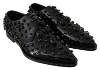 Dolce & Gabbana Dolce & Gabbana Black Leather Crystals Dress Broque Women's Shoes