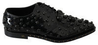 Dolce & Gabbana Dolce & Gabbana Black Leather Crystals Dress Broque Women's Shoes