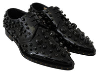 Dolce & Gabbana Dolce & Gabbana Black Leather Crystals Dress Broque Women's Shoes