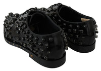 Dolce & Gabbana Dolce & Gabbana Black Leather Crystals Dress Broque Women's Shoes