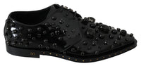 Dolce & Gabbana Dolce & Gabbana Black Leather Crystals Dress Broque Women's Shoes