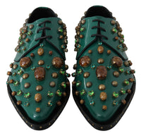 Dolce & Gabbana Dolce & Gabbana Green Leather Crystal Dress Broque Women's Shoes