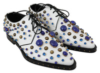 Dolce & Gabbana Dolce & Gabbana White Leather Crystals Dress Broque Women's Shoes