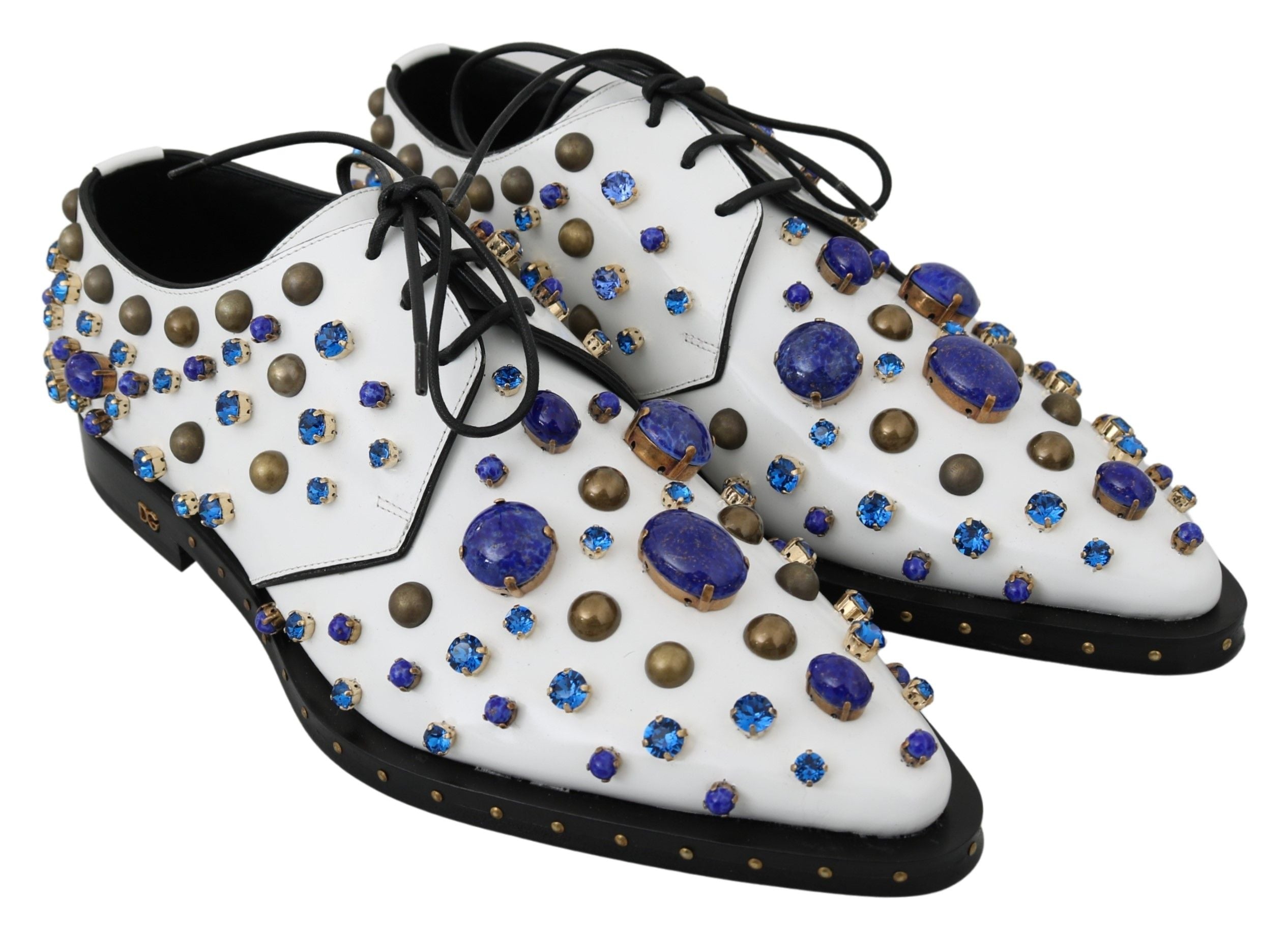 Dolce & Gabbana Dolce & Gabbana White Leather Crystals Dress Broque Women's Shoes