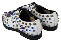 Dolce & Gabbana Dolce & Gabbana White Leather Crystals Dress Broque Women's Shoes
