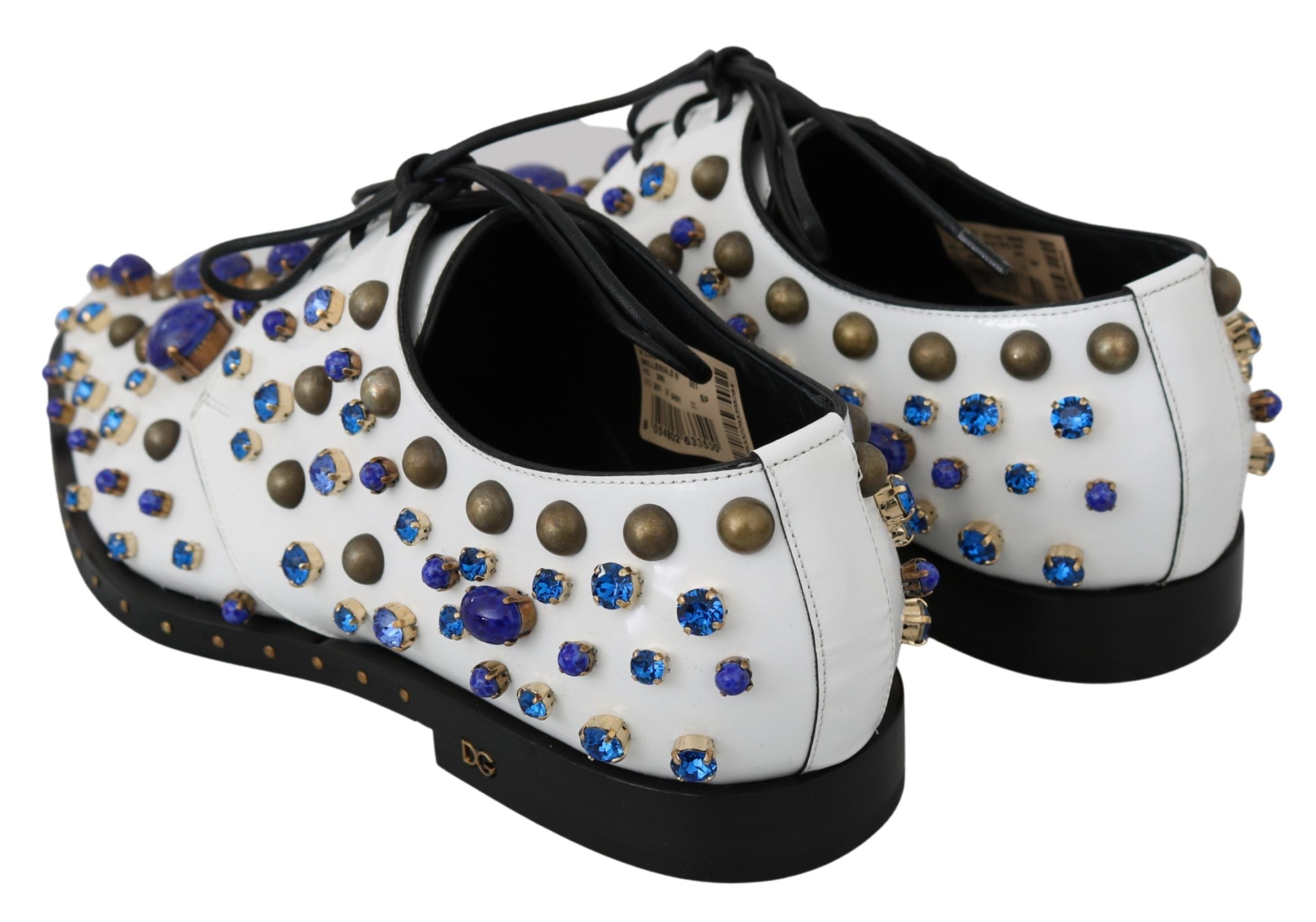 Dolce & Gabbana Dolce & Gabbana White Leather Crystals Dress Broque Women's Shoes