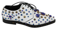 Dolce & Gabbana Dolce & Gabbana White Leather Crystals Dress Broque Women's Shoes