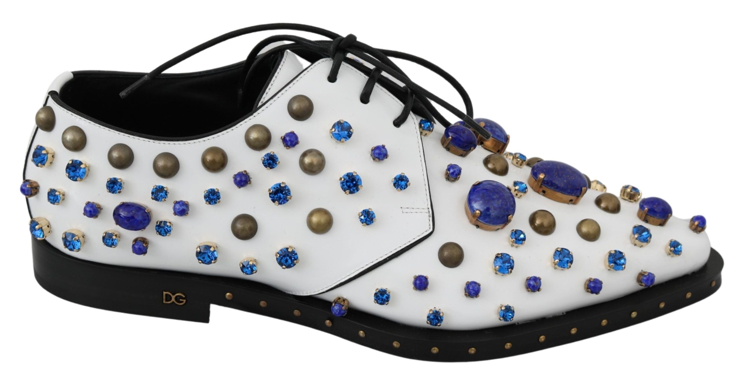 Dolce & Gabbana Dolce & Gabbana White Leather Crystals Dress Broque Women's Shoes