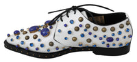 Dolce & Gabbana Dolce & Gabbana White Leather Crystals Dress Broque Women's Shoes