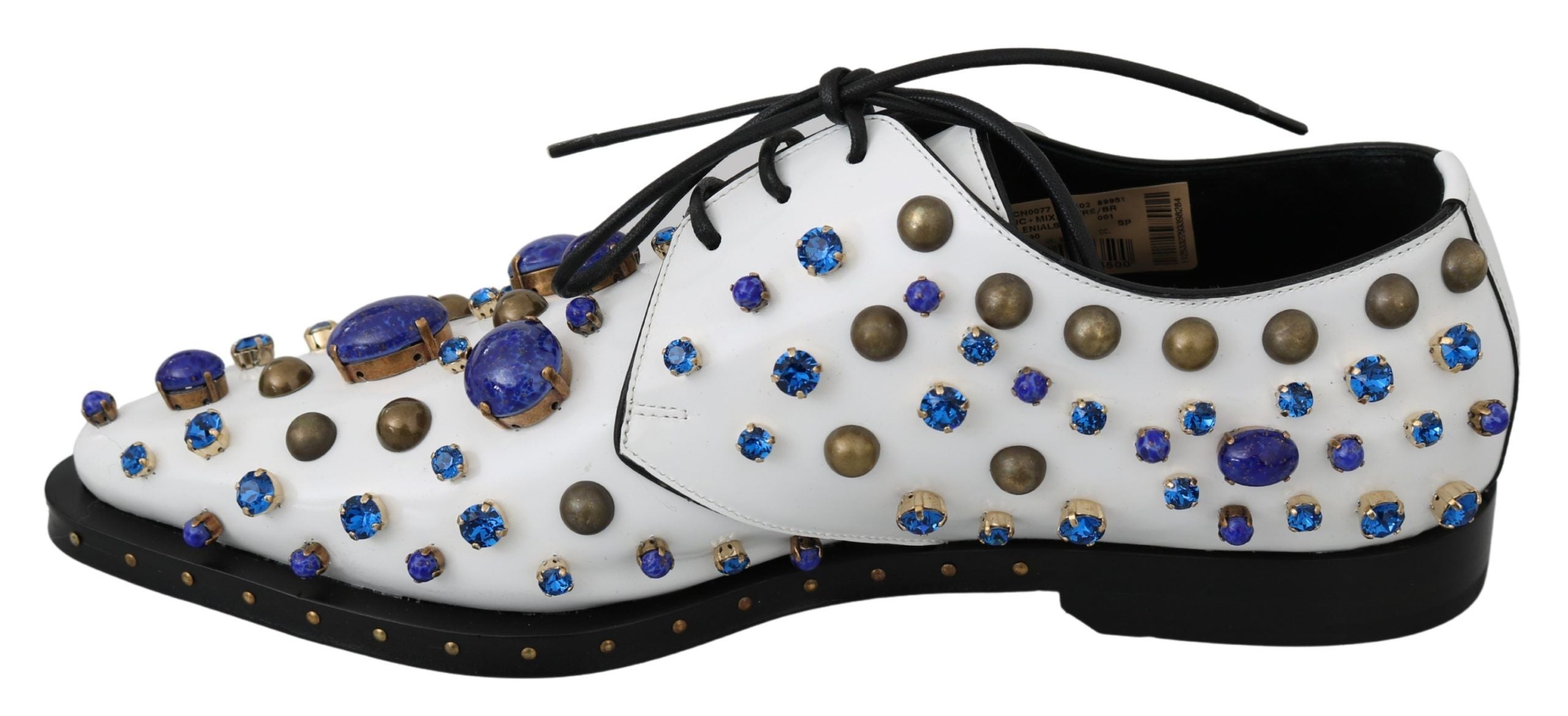 Dolce & Gabbana Dolce & Gabbana White Leather Crystals Dress Broque Women's Shoes