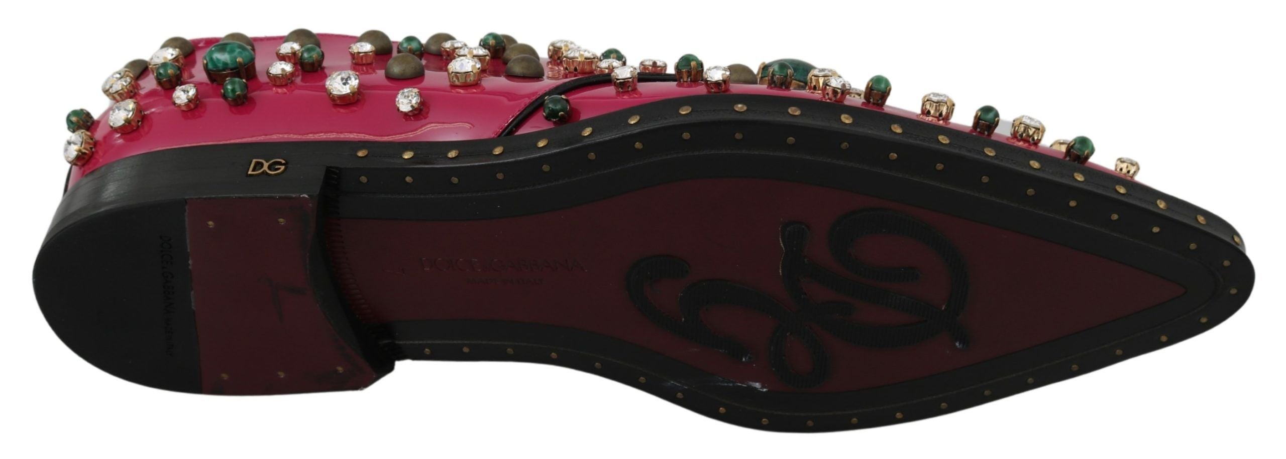 Dolce & Gabbana Dolce & Gabbana Pink Leather Crystals Dress Broque Women's Shoes