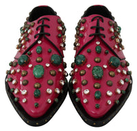 Dolce & Gabbana Dolce & Gabbana Pink Leather Crystals Dress Broque Women's Shoes
