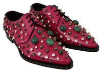 Dolce & Gabbana Dolce & Gabbana Pink Leather Crystals Dress Broque Women's Shoes