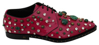 Dolce & Gabbana Dolce & Gabbana Pink Leather Crystals Dress Broque Women's Shoes