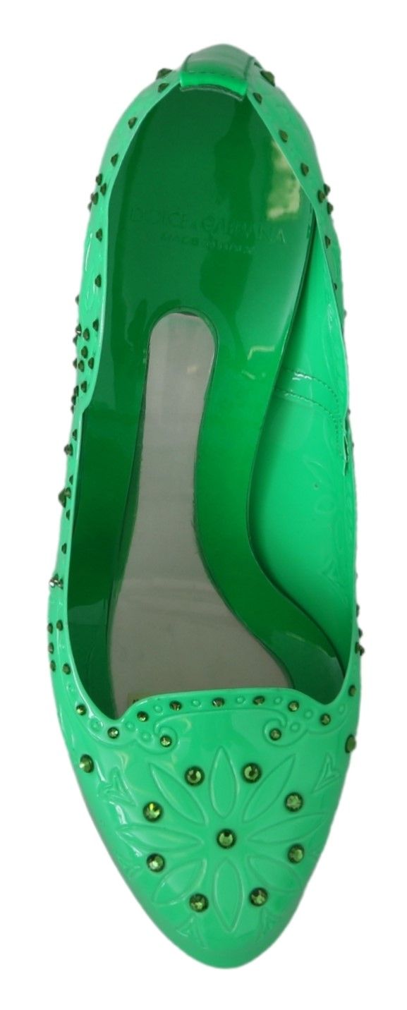 Dolce & Gabbana Enchanting Crystal Cinderella Pumps in Lush Women's Green