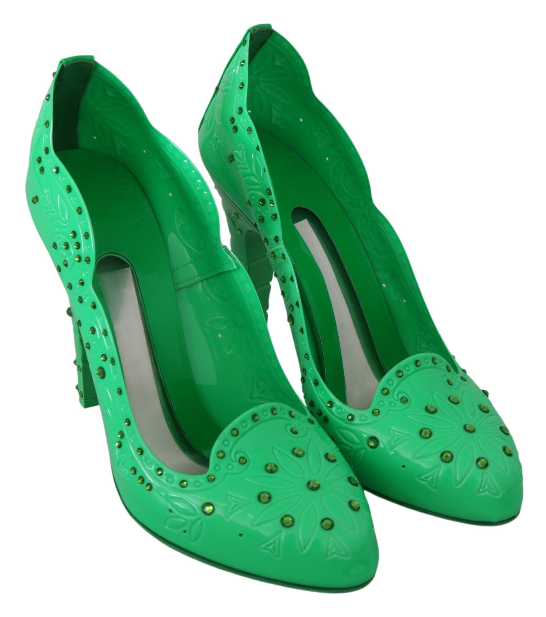 Dolce & Gabbana Enchanting Crystal Cinderella Pumps in Lush Women's Green