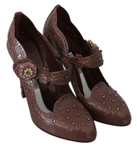 Dolce & Gabbana Brown Floral Crystal CINDERELLA Heels Women's Shoes