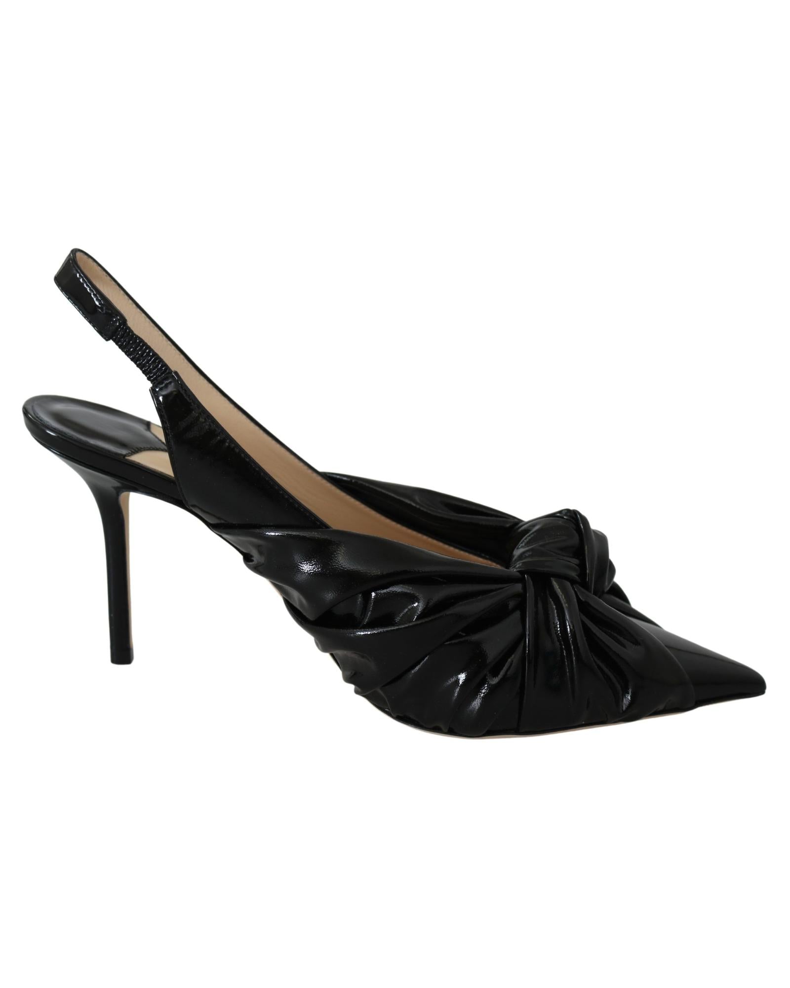 Jimmy Choo Love 100 Black Patent Leather Slingback Pumps