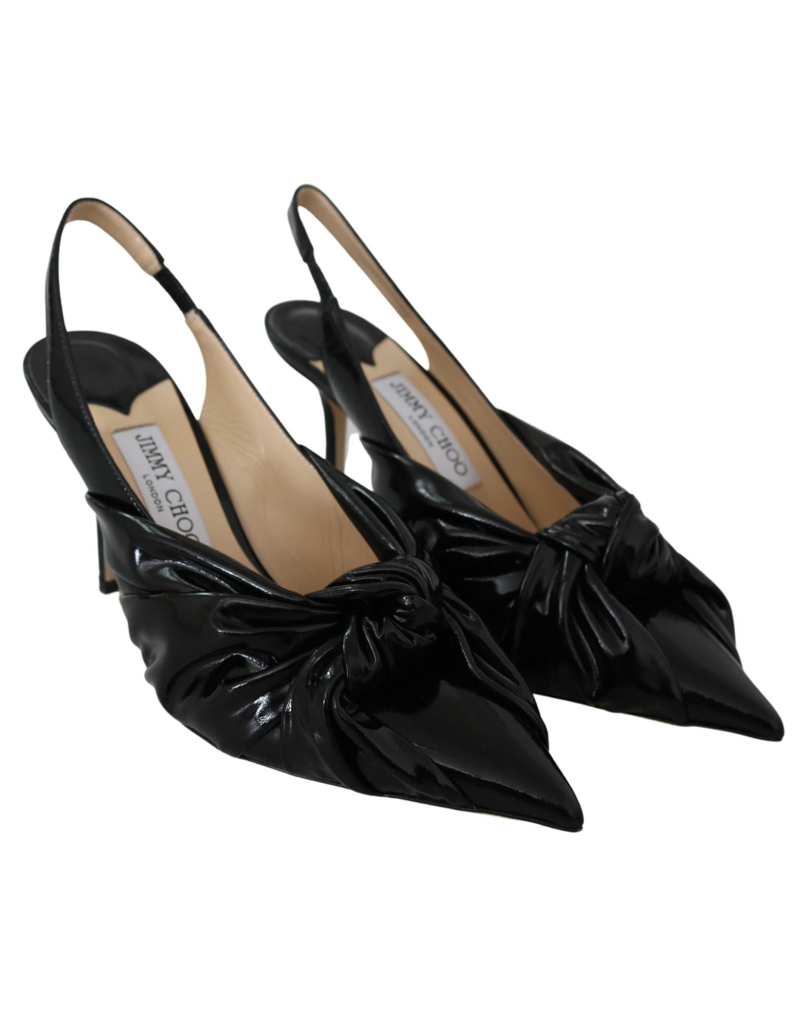 Jimmy Choo Love 100 Black Patent Leather Slingback Pumps