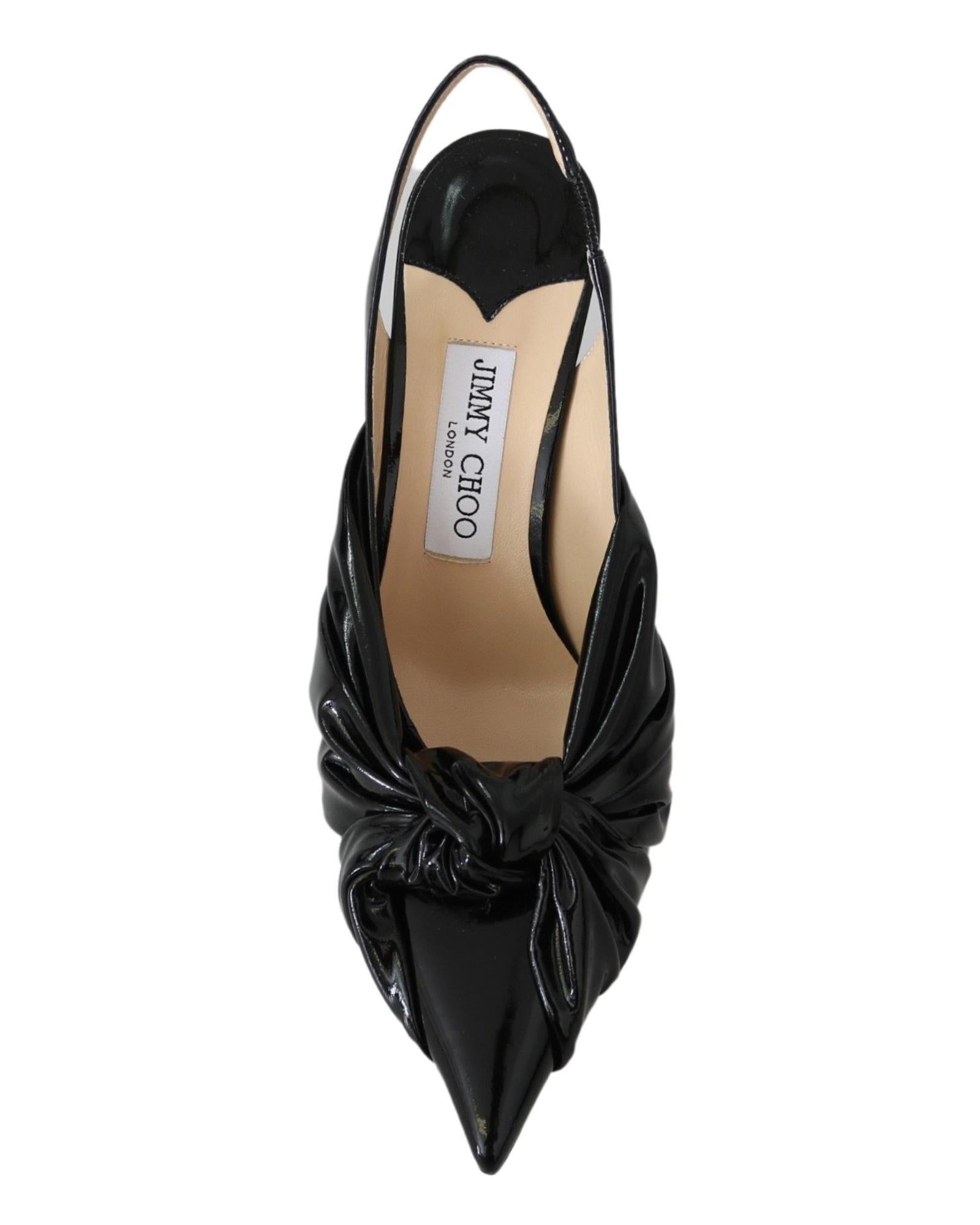 Jimmy Choo Love 100 Black Patent Leather Slingback Pumps