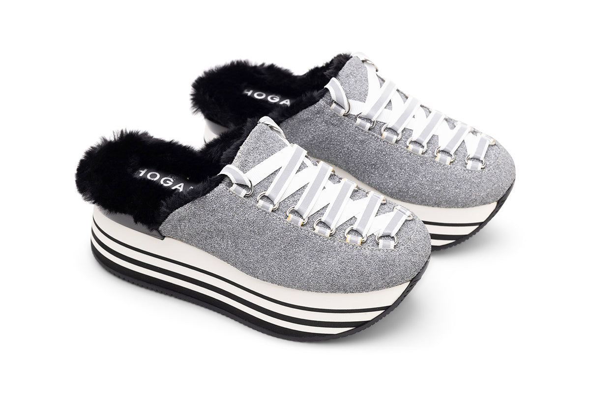 Hogan Platform Lace-Up Mules