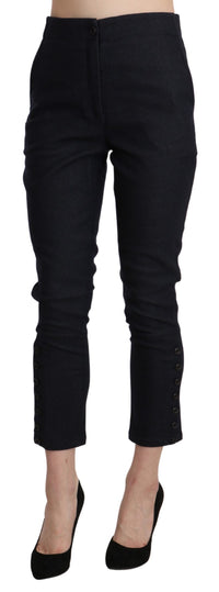 Ermanno Scervino Black High Waist Capri Cropped Cotton Women's Pants