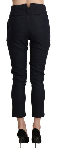 Ermanno Scervino Black High Waist Capri Cropped Cotton Women's Pants