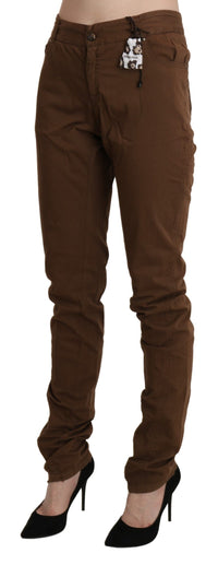 Ermanno Scervino Brown High Waist Skinny Trouser Cotton Women's Pants