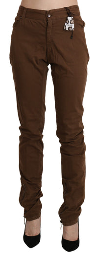 Ermanno Scervino Brown High Waist Skinny Trouser Cotton Women's Pants