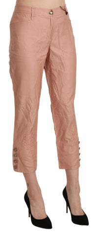 Ermanno Scervino Cotton Pink High Waist Cropped Trouser Women's Pants