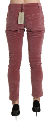 Ermanno Scervino Red Mid Waist Skinny Cotton Women's Pants