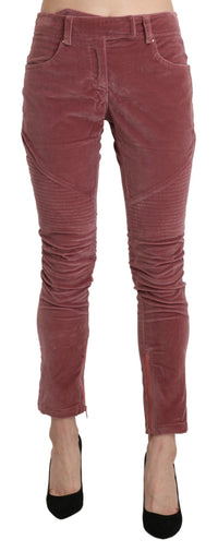 Ermanno Scervino Red Mid Waist Skinny Cotton Women's Pants