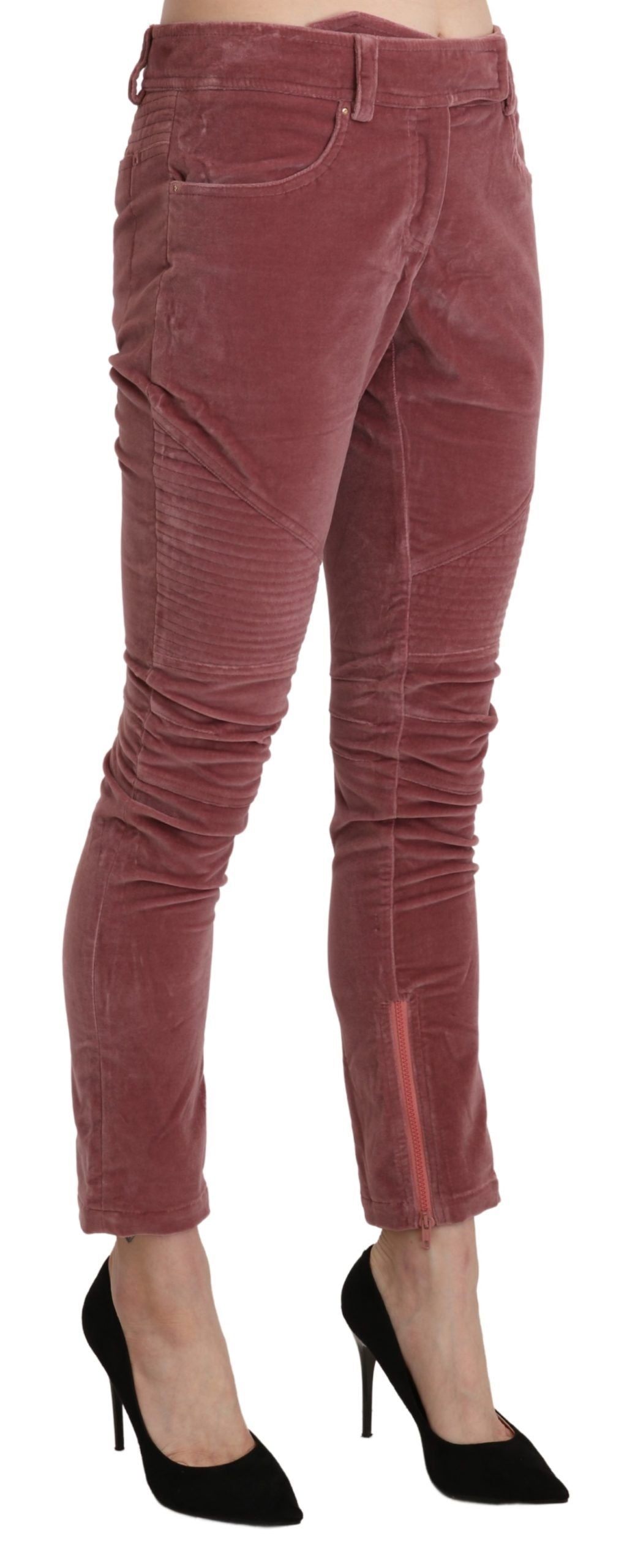 Ermanno Scervino Red Mid Waist Skinny Cotton Women's Pants