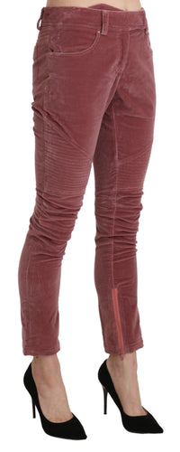 Ermanno Scervino Red Mid Waist Skinny Cotton Women's Pants