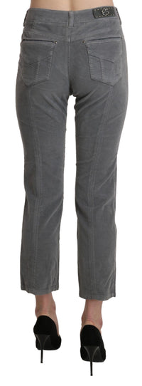 Ermanno Scervino Gray Cropped Cotton Stretch Trouser Women's Pants