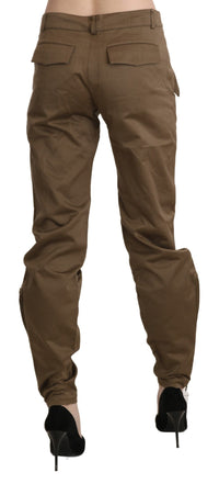 Ermanno Scervino Brown Mid Waist Straight Cotton Women's Pants