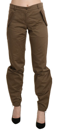 Ermanno Scervino Brown Mid Waist Straight Cotton Women's Pants