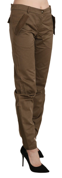Ermanno Scervino Brown Mid Waist Straight Cotton Women's Pants