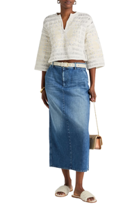 Valentino Garavani Valentino Garavani Faded Denim Midi Skirt Medium Blue Denim 4B0Dd17F8Js_558