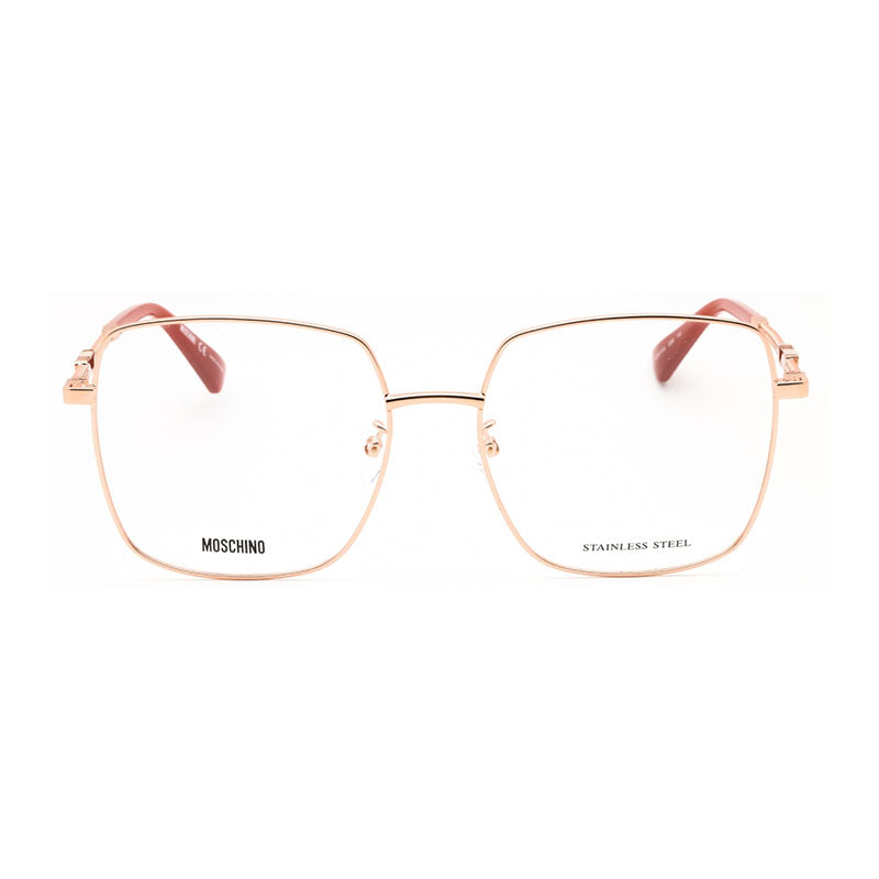 Moschino Eyeglasses Square Full Rim, Gold/Green Frame and Clear Demo Lenses Lens MOS615/G0PEF00