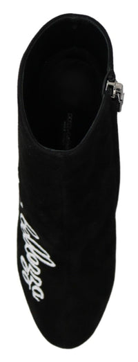 Dolce & Gabbana Black Suede L'Amore E'Bellezza Boots Women's Shoes